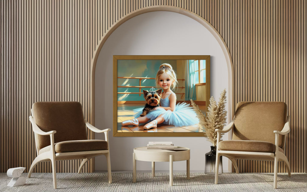 Baby Ballerina and Yorkie Pup Museum Print