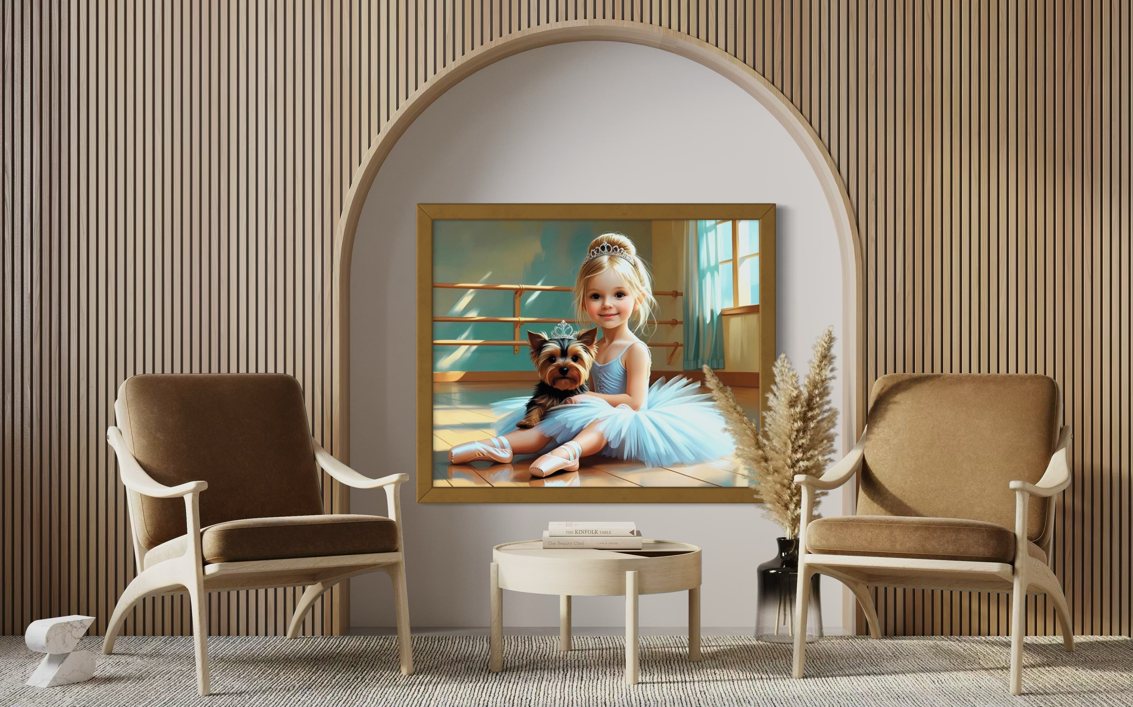 Baby Ballerina and Yorkie Pup Museum Print