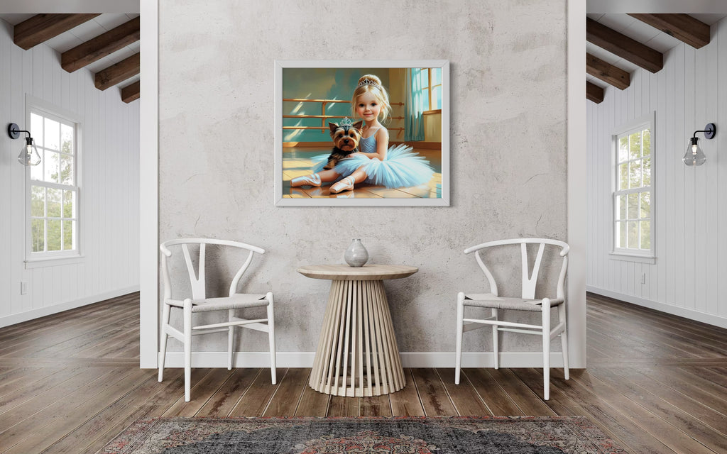 Baby Ballerina and Yorkie Pup Museum Print