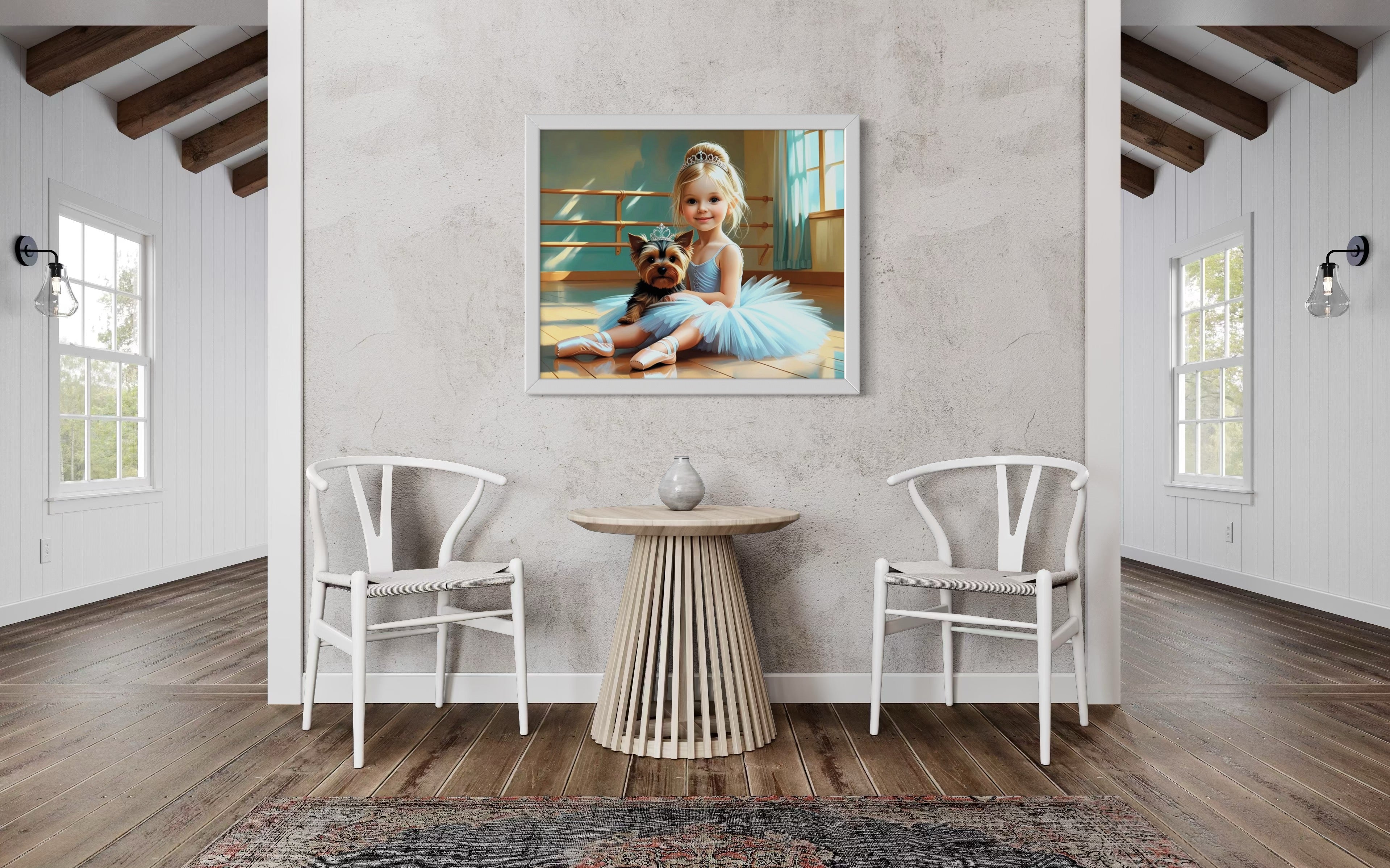 Baby Ballerina and Yorkie Pup Museum Print