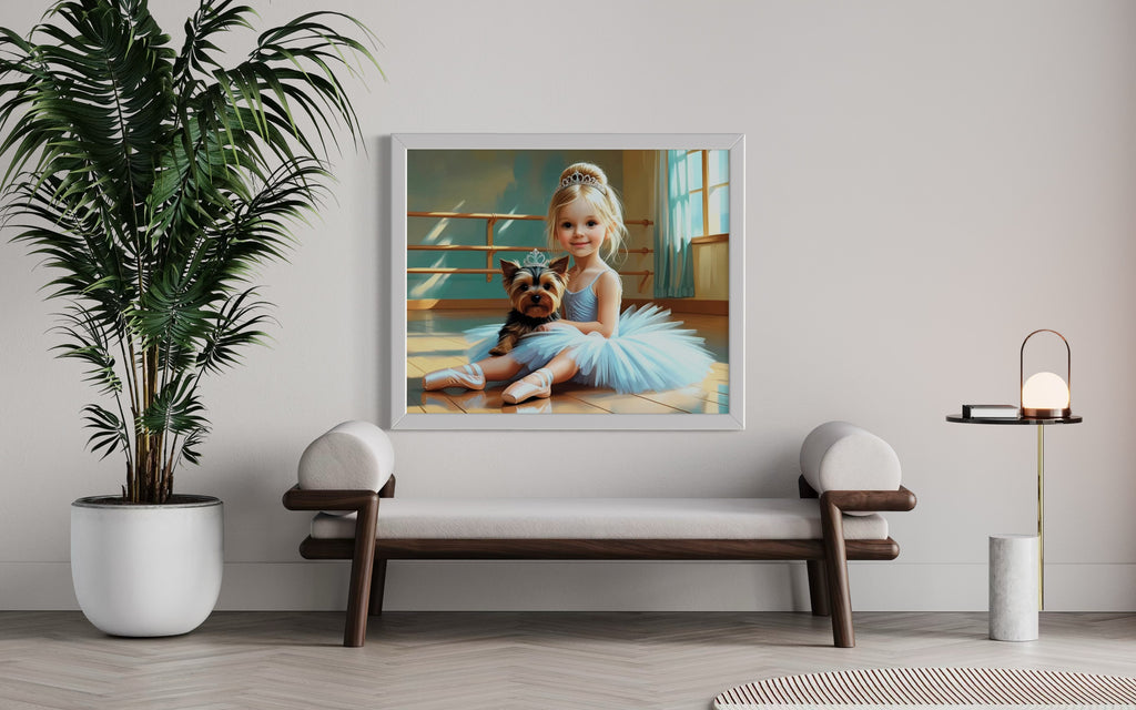 Baby Ballerina and Yorkie Pup Museum Print