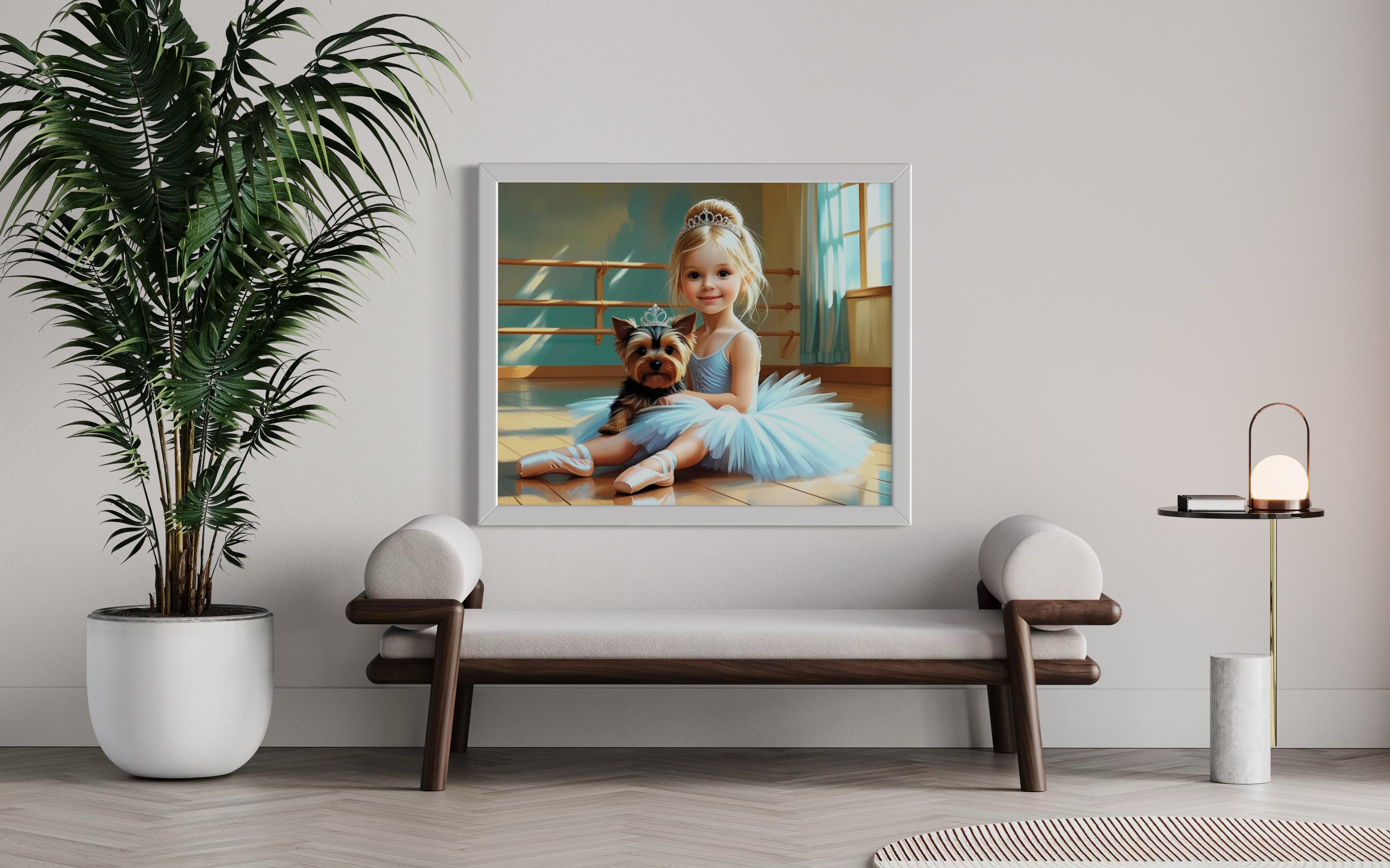 Baby Ballerina and Yorkie Pup Museum Print