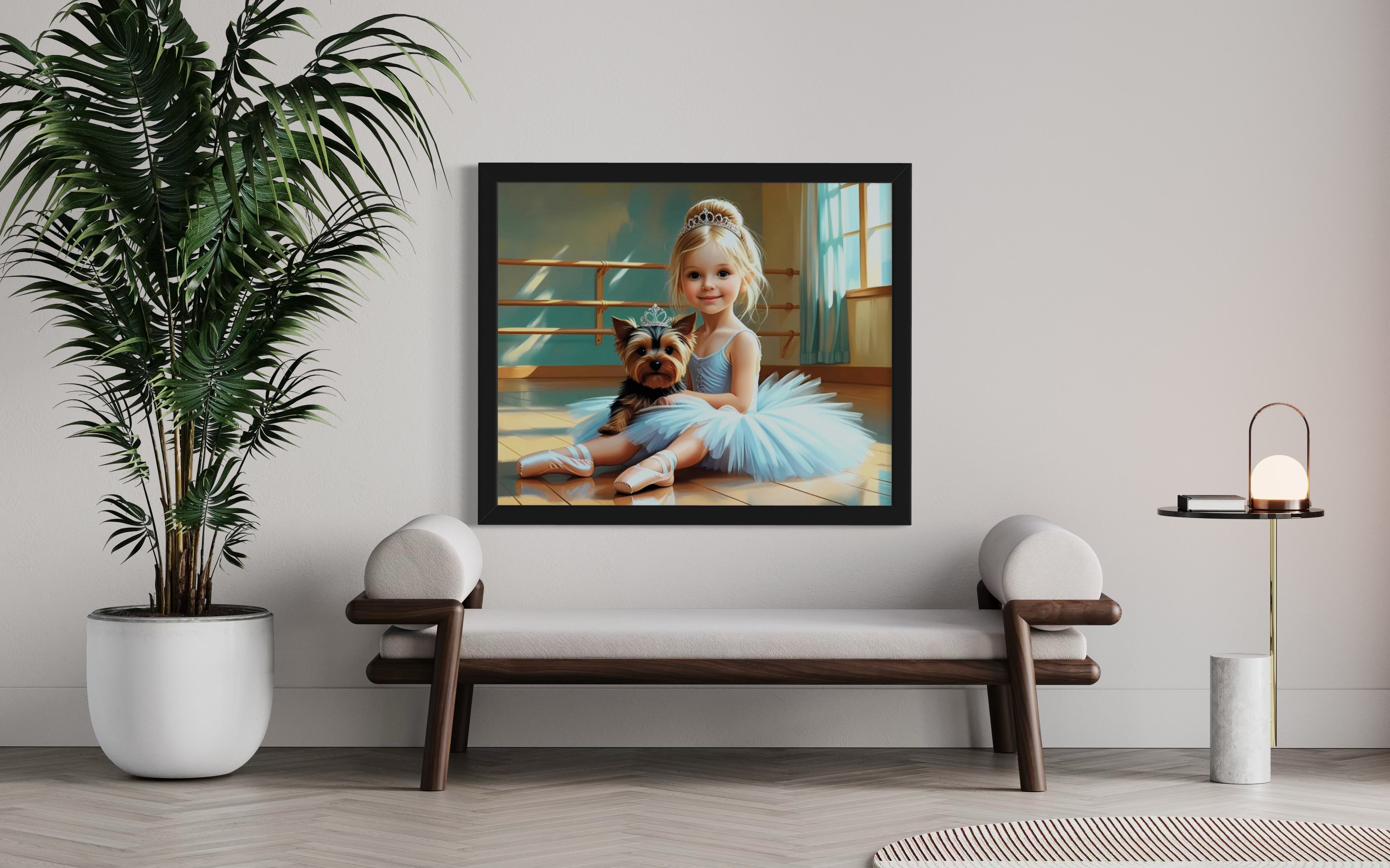 Baby Ballerina and Yorkie Pup Museum Print