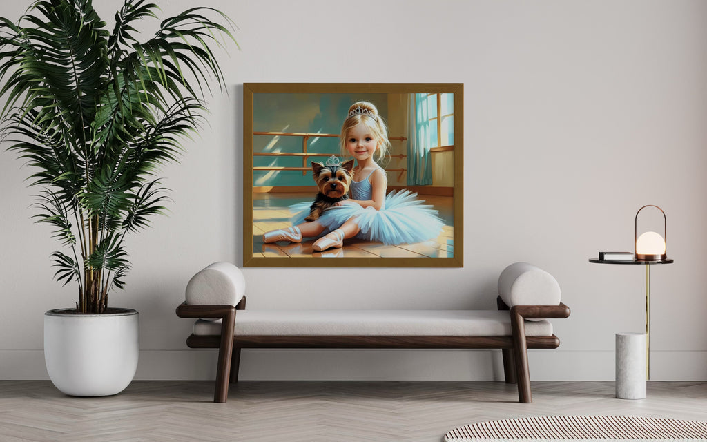 Baby Ballerina and Yorkie Pup Museum Print