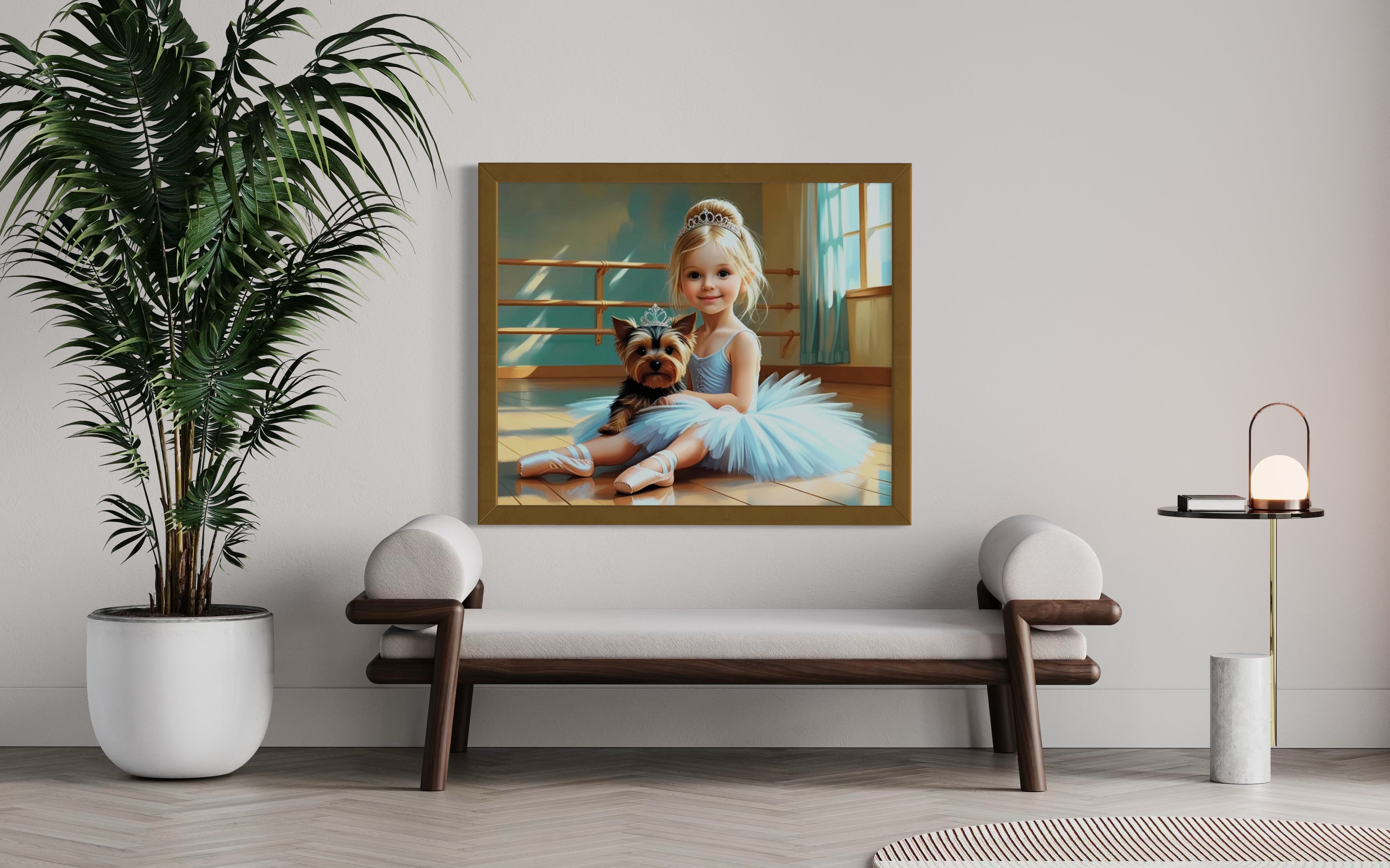 Baby Ballerina and Yorkie Pup Museum Print