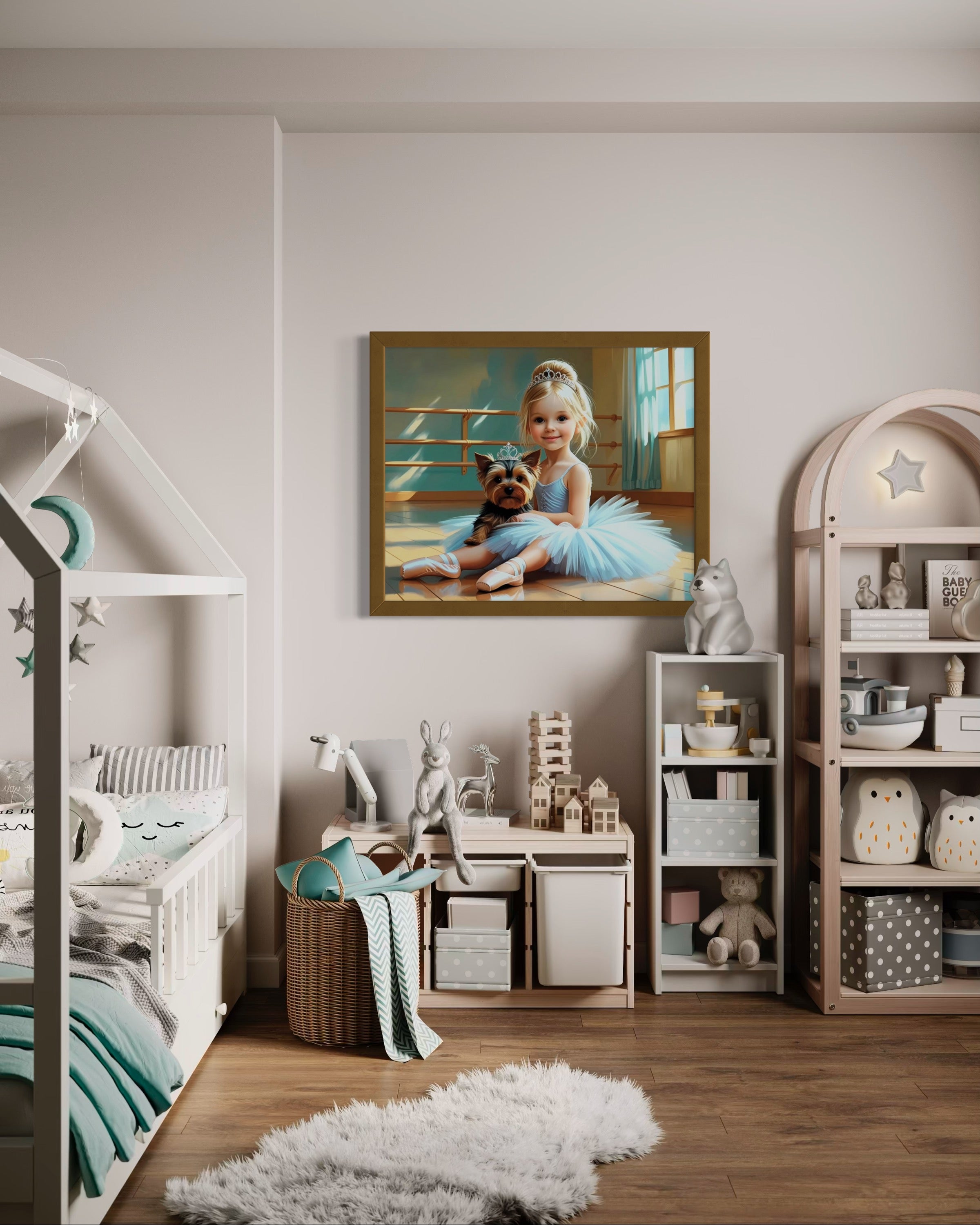 Baby Ballerina and Yorkie Pup Museum Print