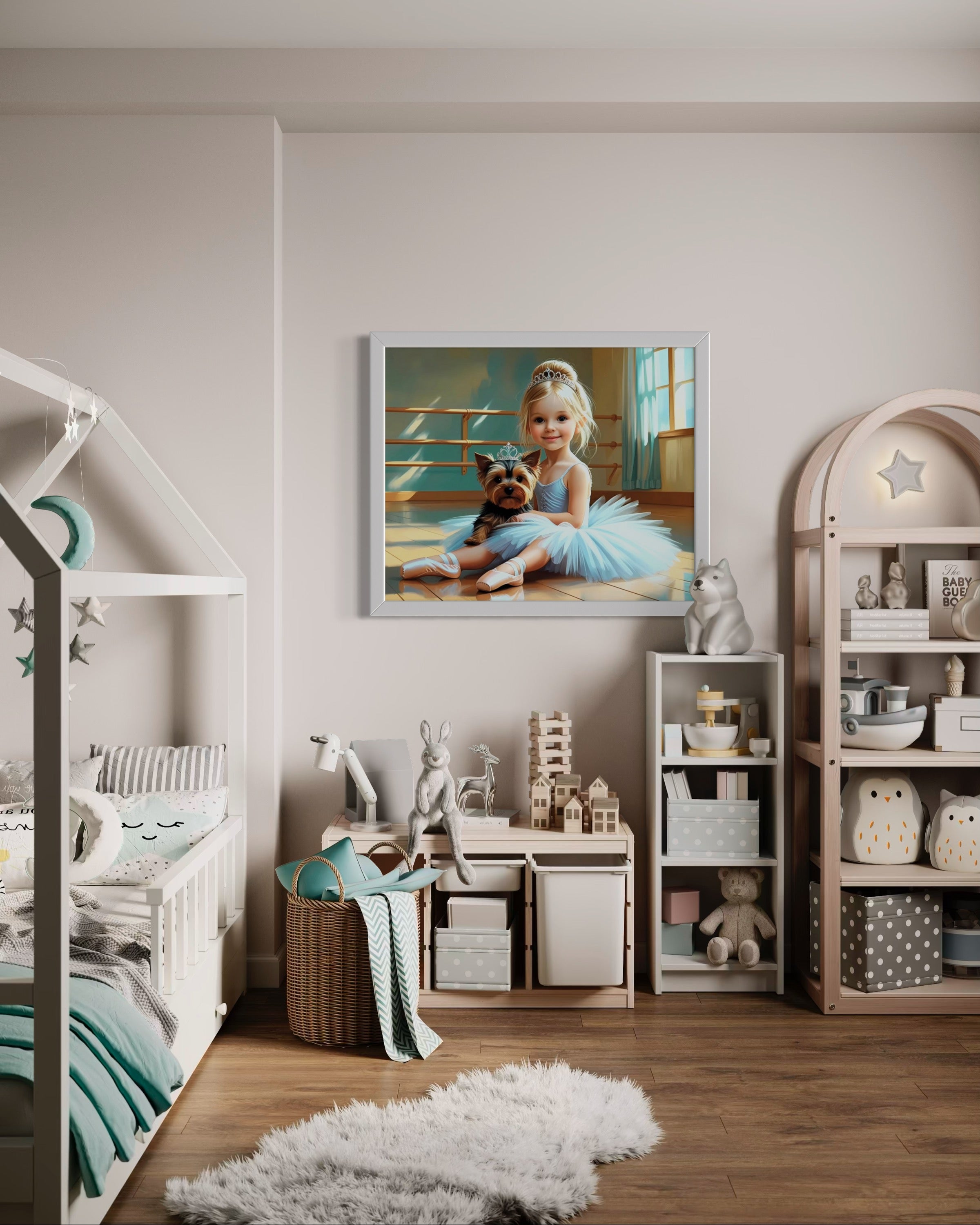 Baby Ballerina and Yorkie Pup Museum Print