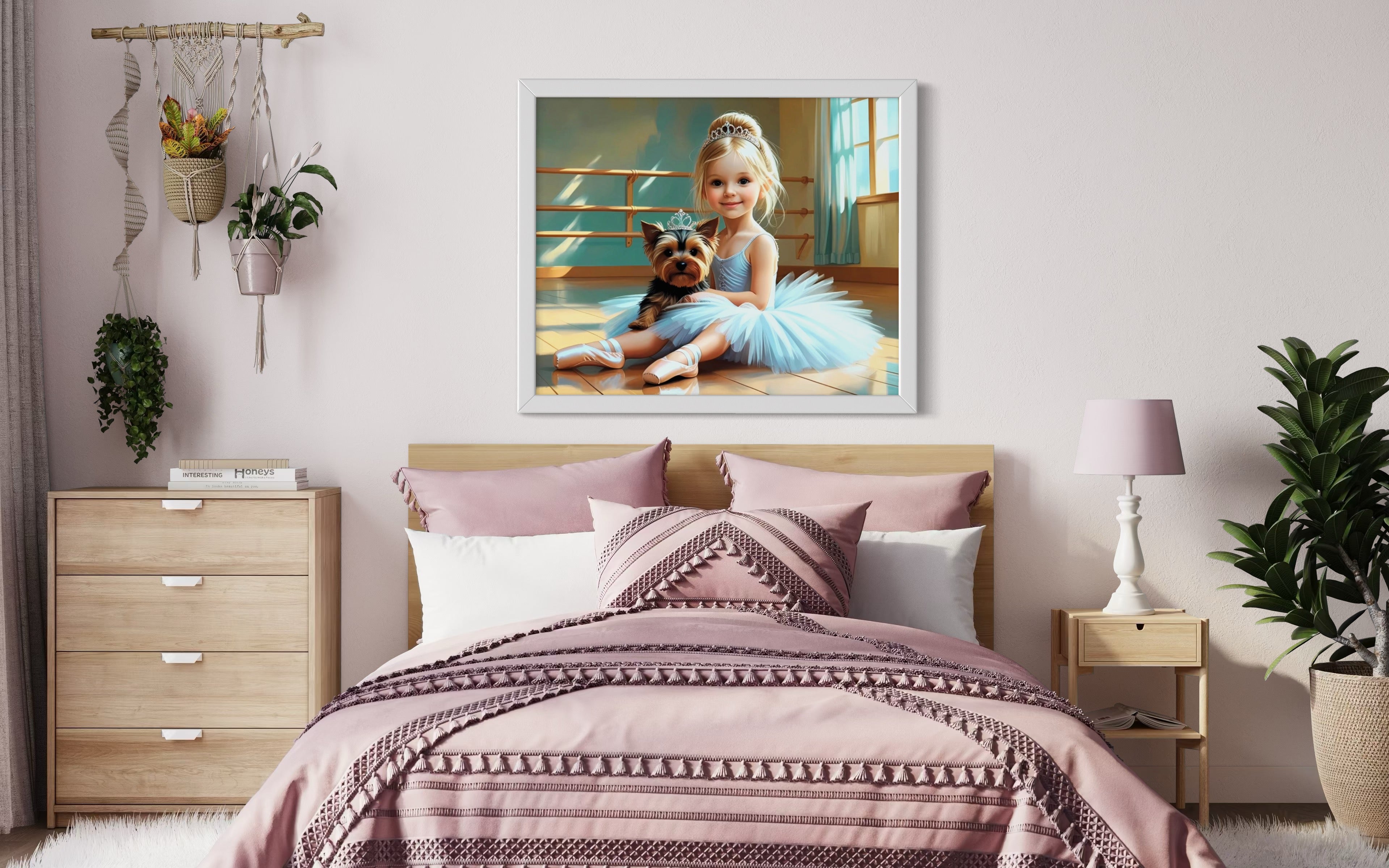 Baby Ballerina and Yorkie Pup Museum Print
