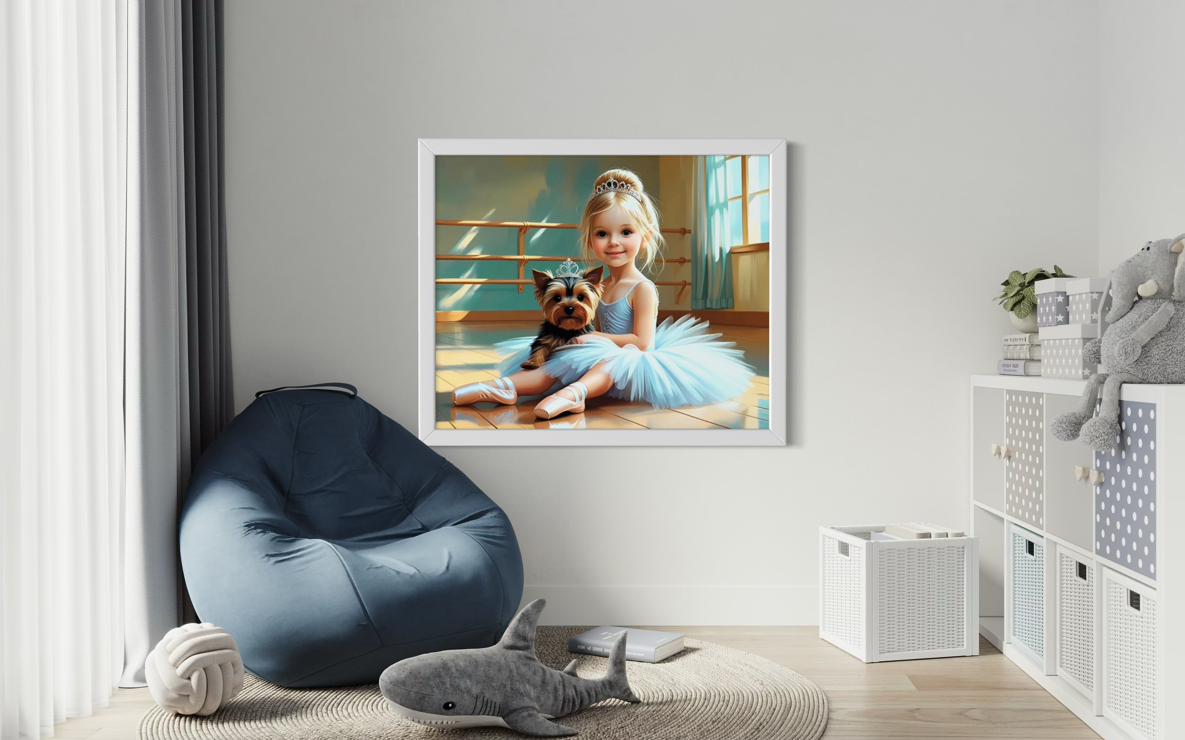 Baby Ballerina and Yorkie Pup Museum Print