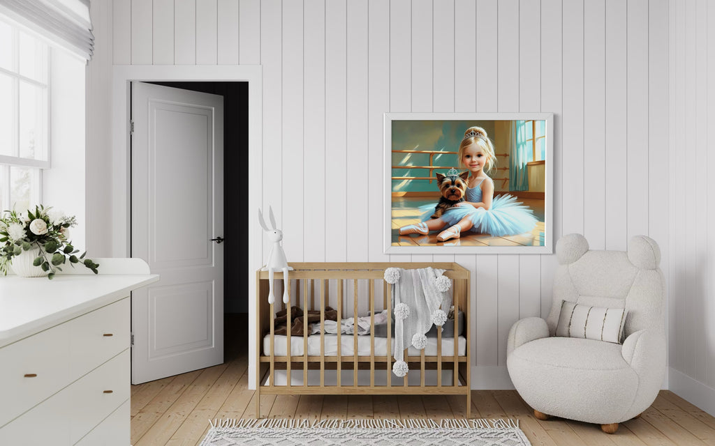 Baby Ballerina and Yorkie Pup Museum Print