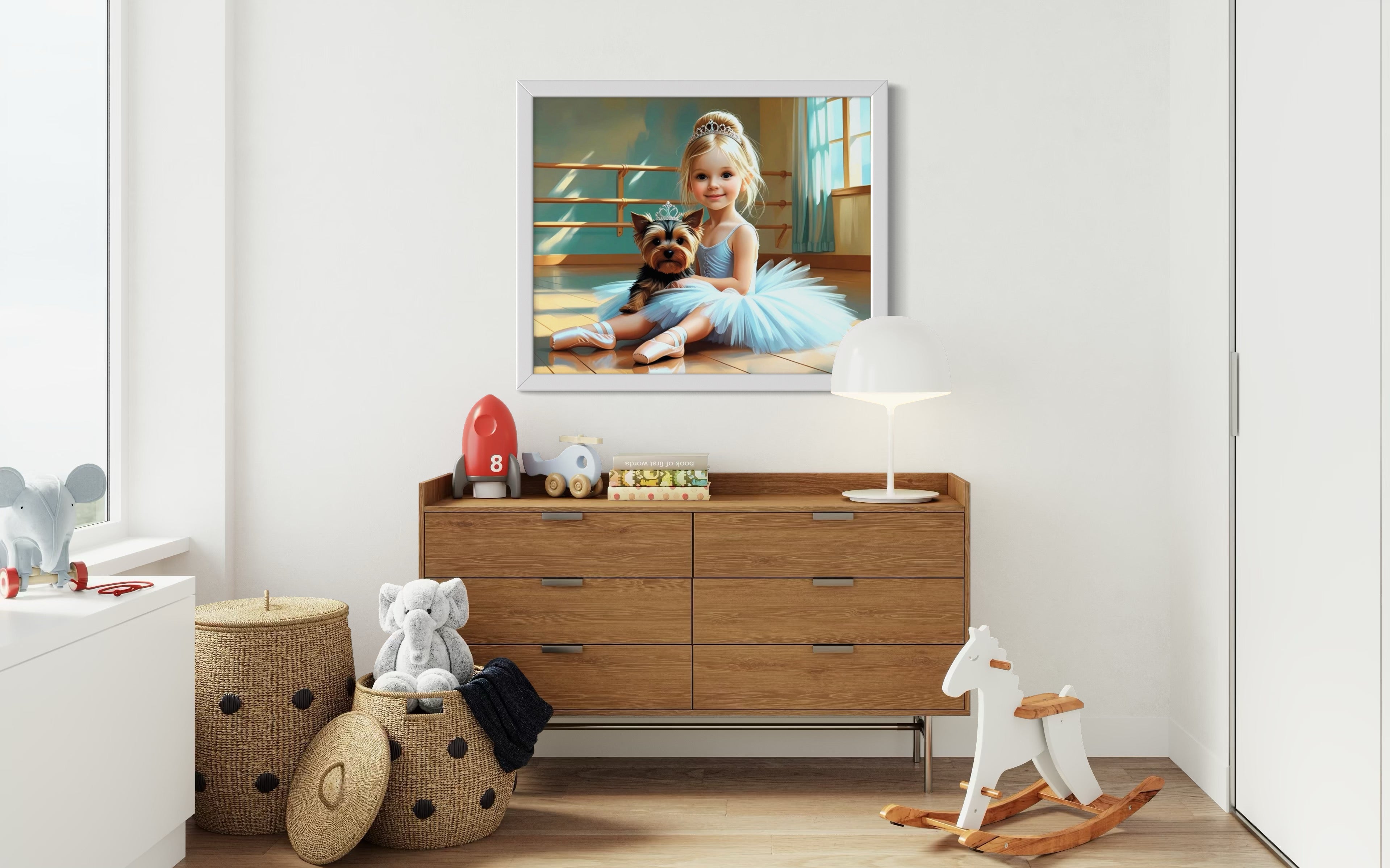 Baby Ballerina and Yorkie Pup Museum Print