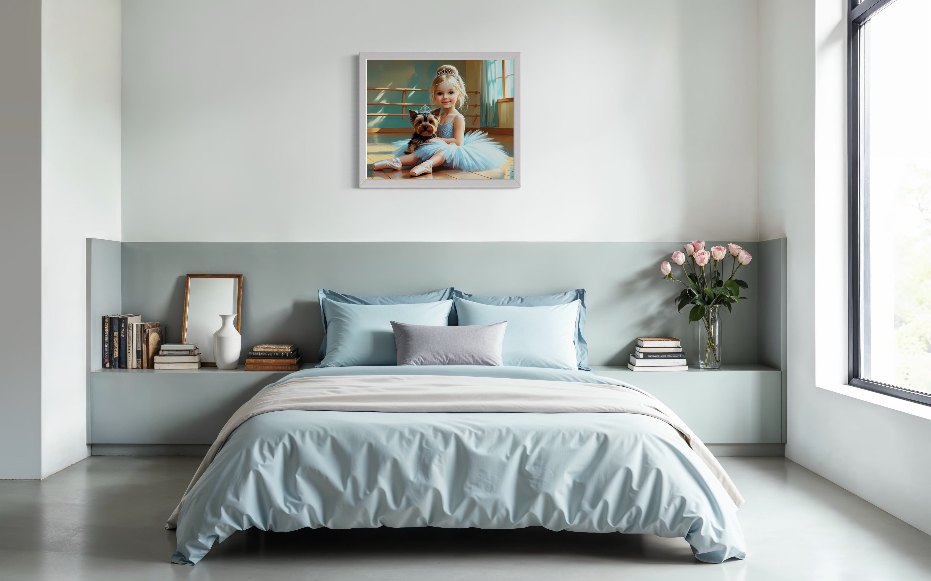 Baby Ballerina and Yorkie Pup Museum Print