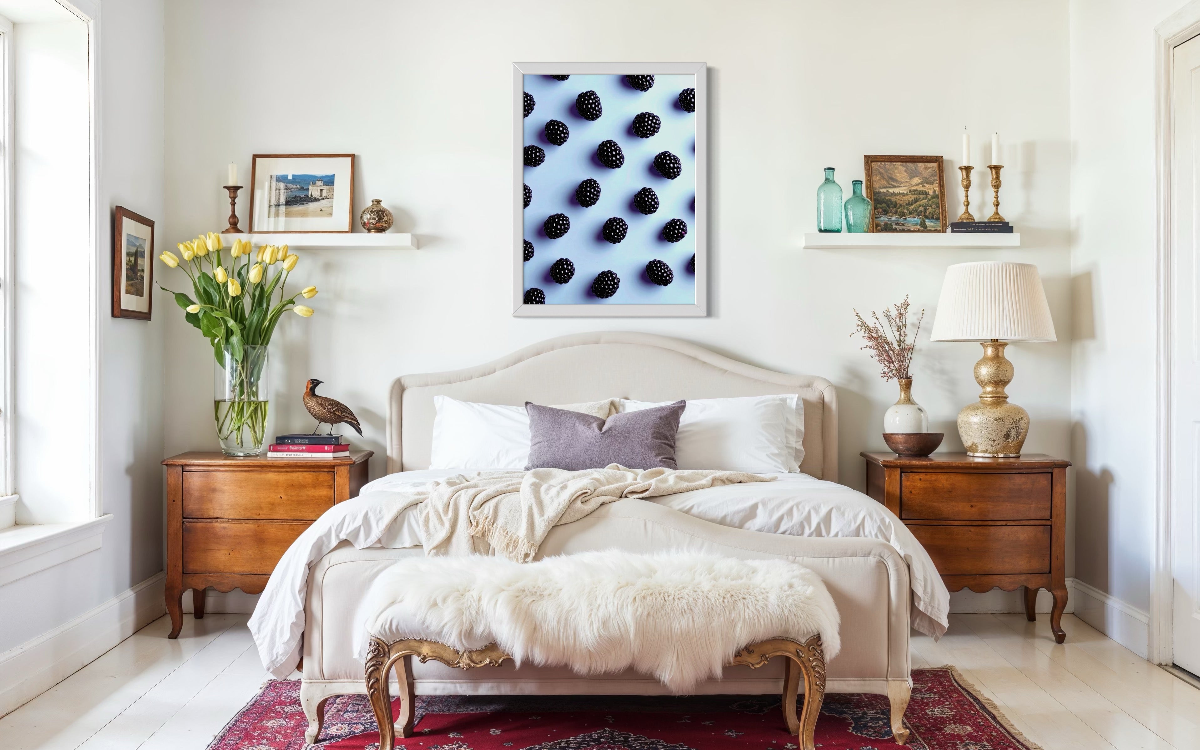 Blackberry Pattern on Periwinkle Museum Print