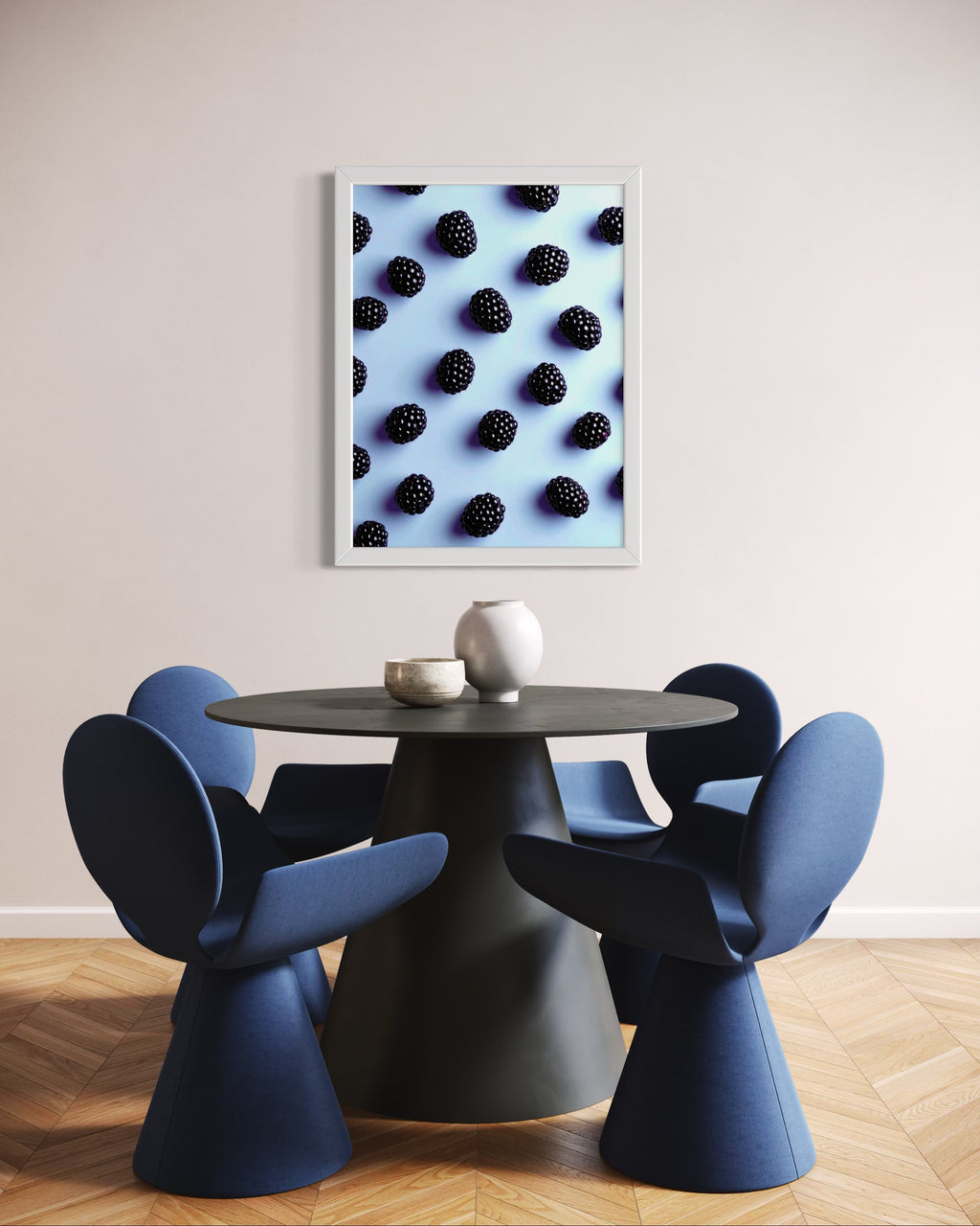 Blackberry Pattern on Periwinkle Museum Print