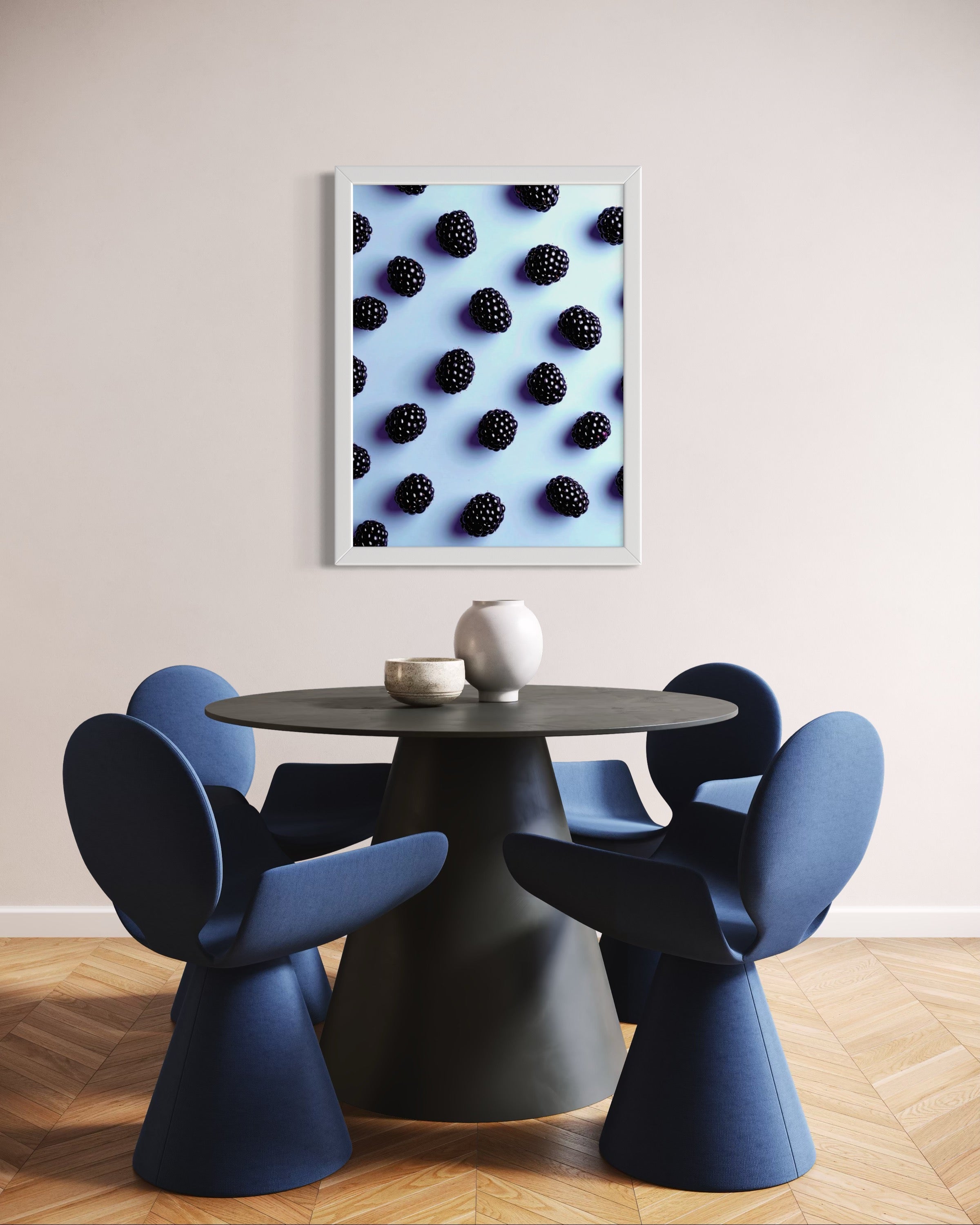 Blackberry Pattern on Periwinkle Museum Print