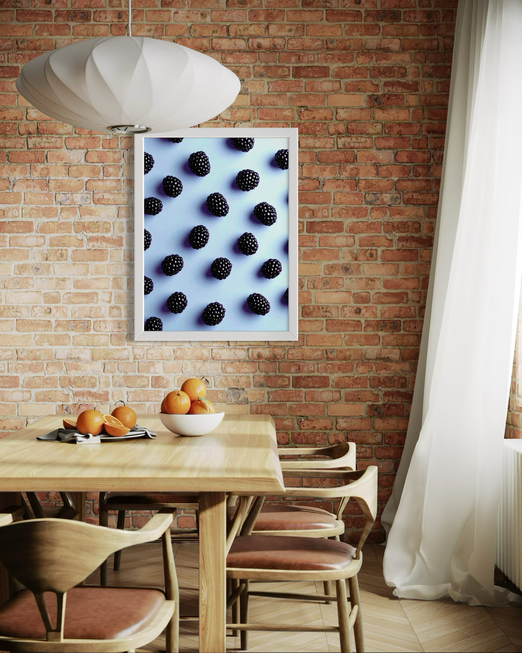 Blackberry Pattern on Periwinkle Museum Print