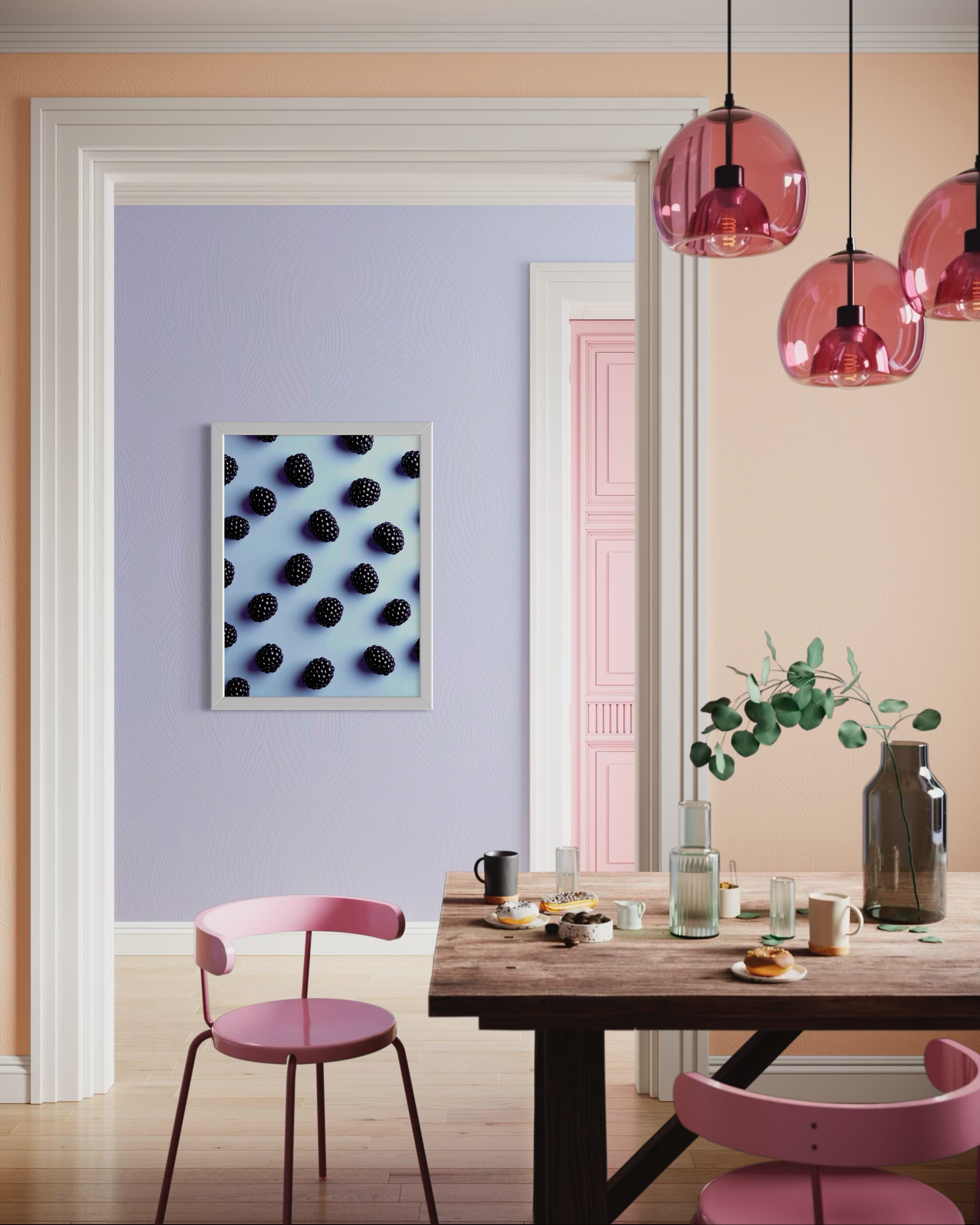 Blackberry Pattern on Periwinkle Museum Print