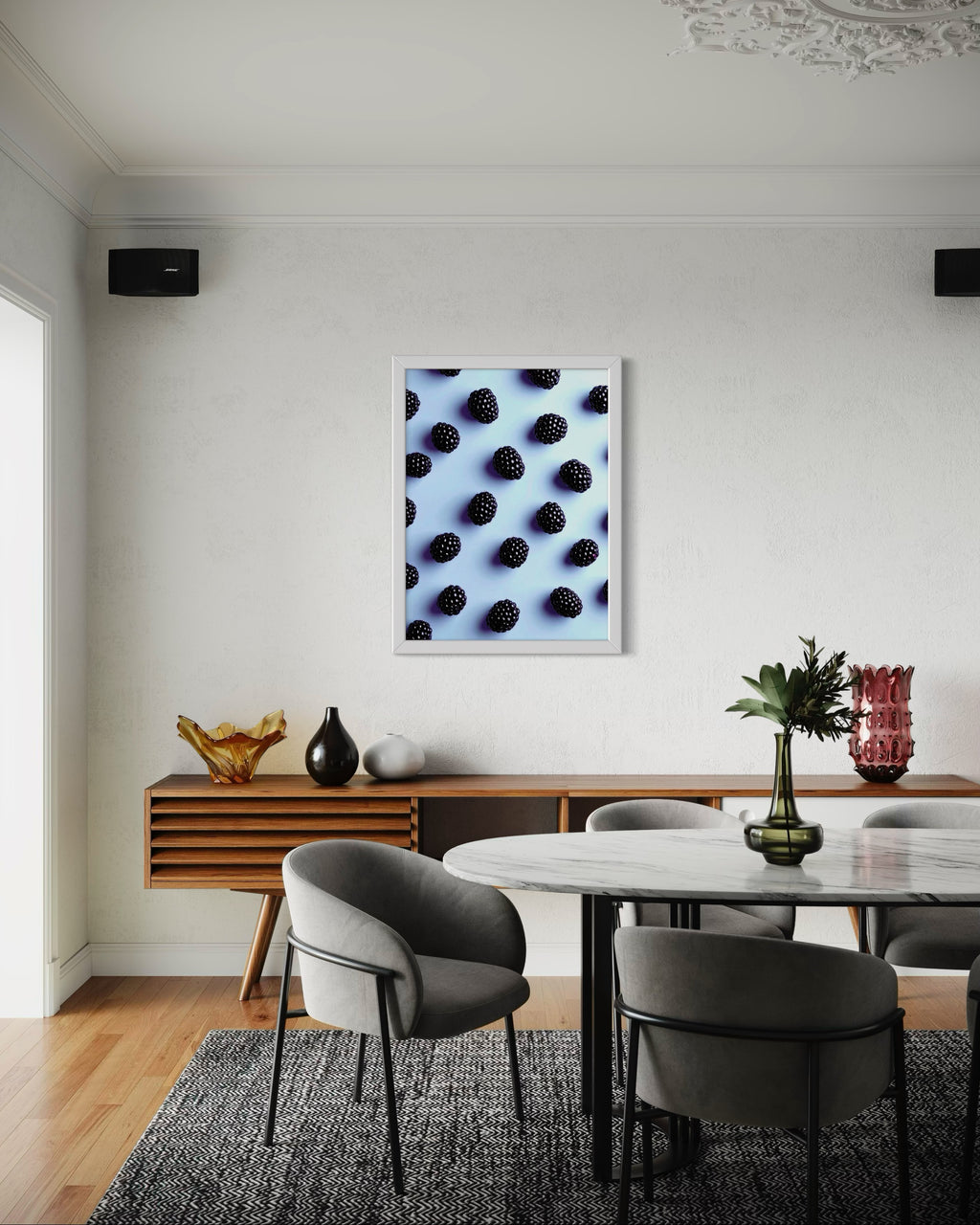 Blackberry Pattern on Periwinkle Museum Print