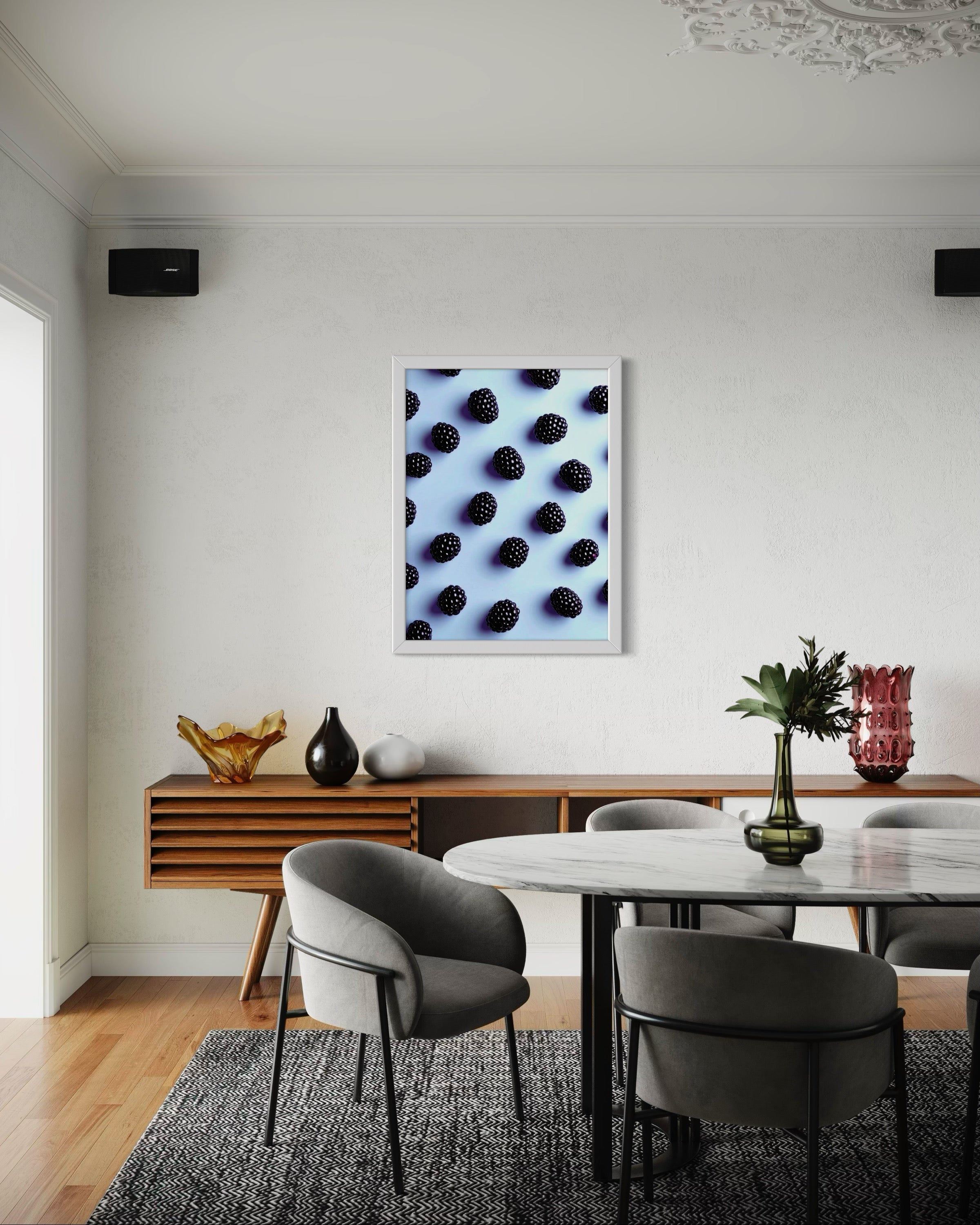 Blackberry Pattern on Periwinkle Museum Print