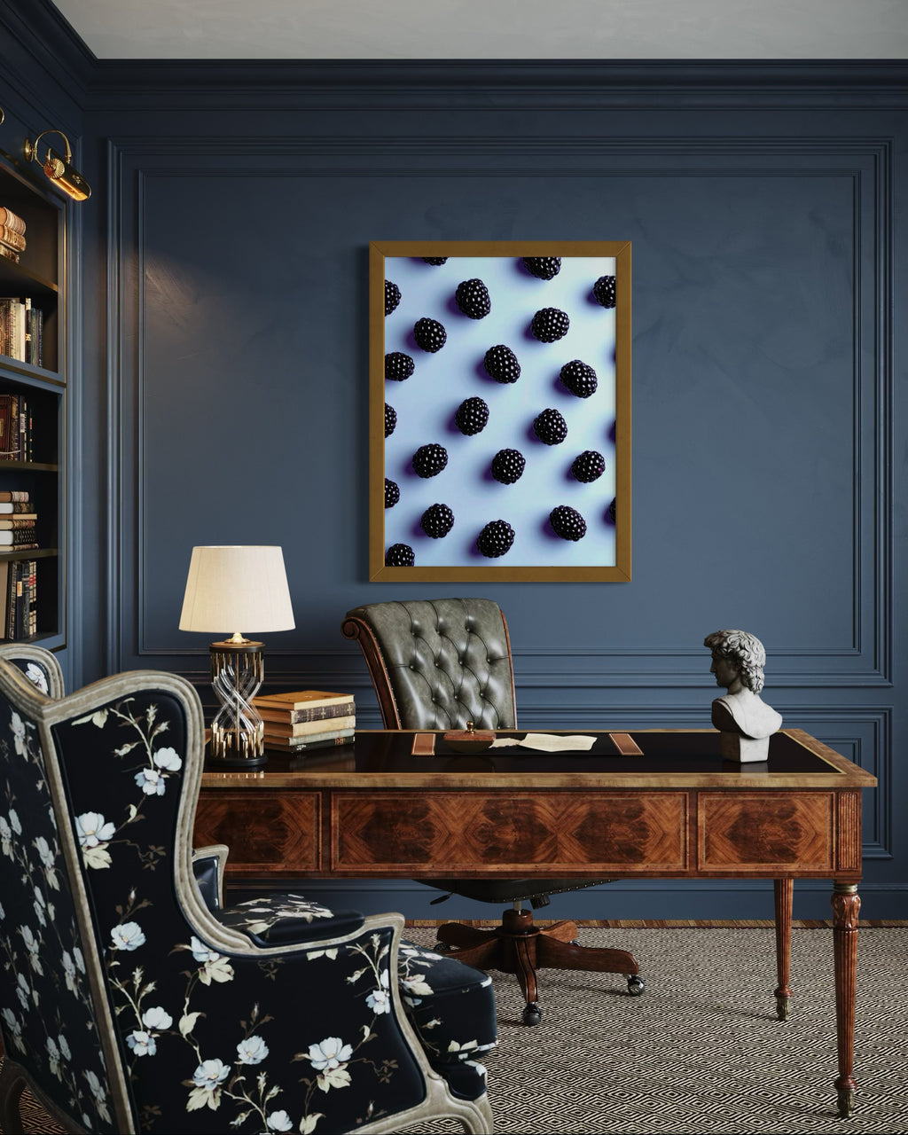 Blackberry Pattern on Periwinkle Museum Print