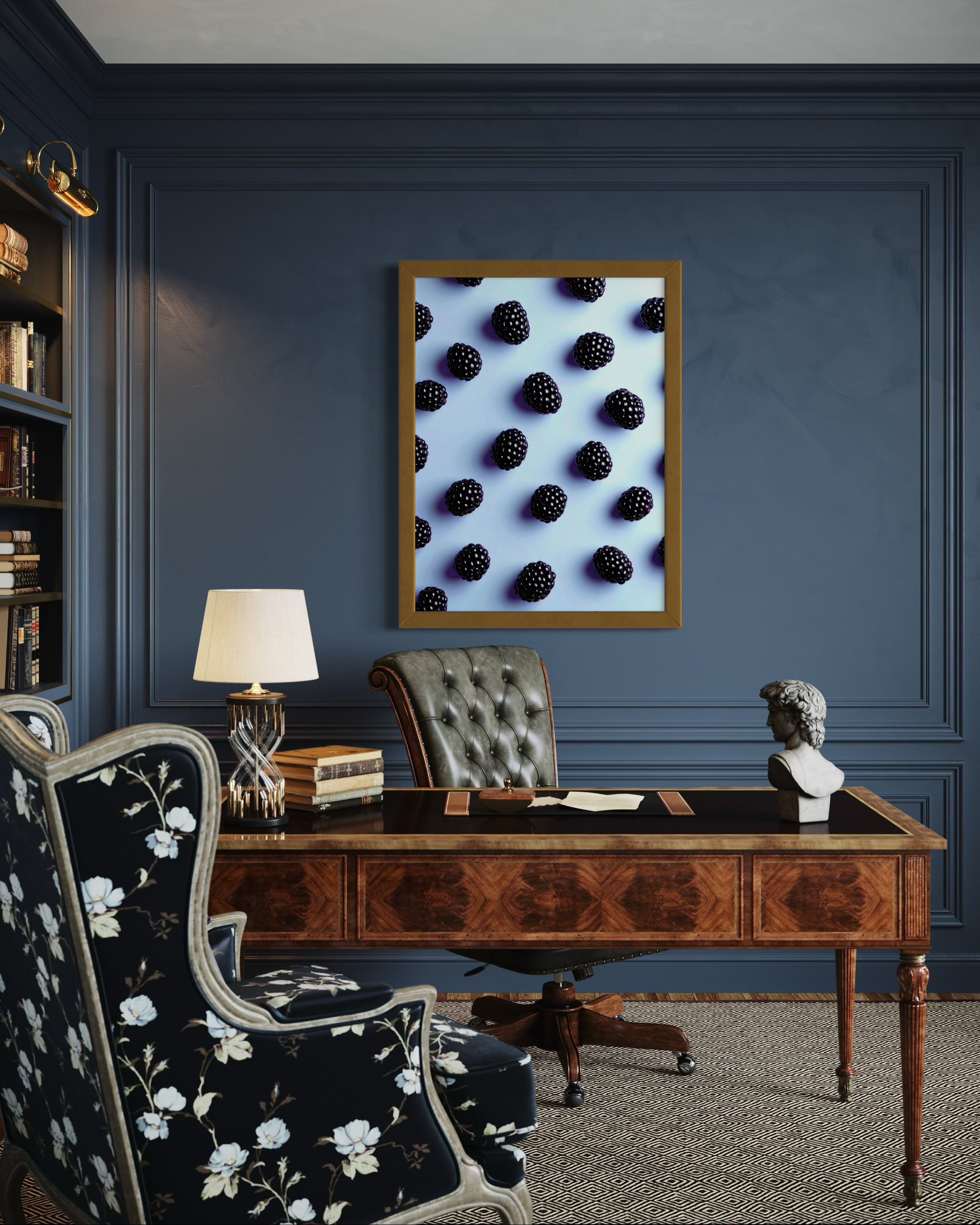 Blackberry Pattern on Periwinkle Museum Print