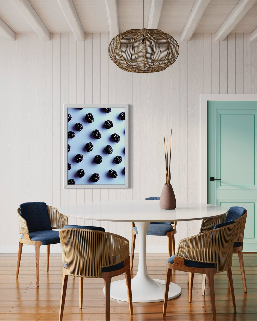 Blackberry Pattern on Periwinkle Museum Print