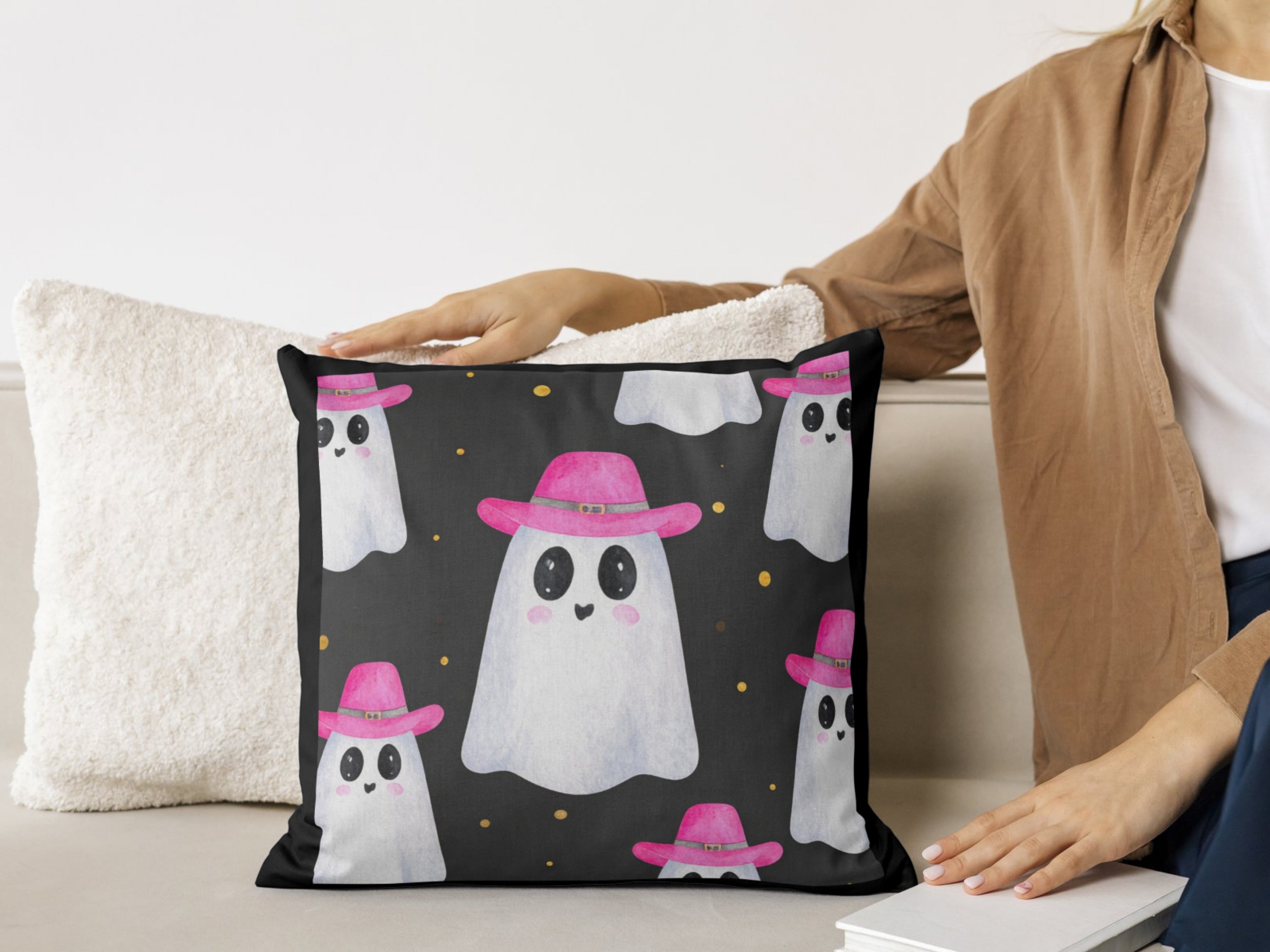 Howdy Ghost Pattern Pillow Case