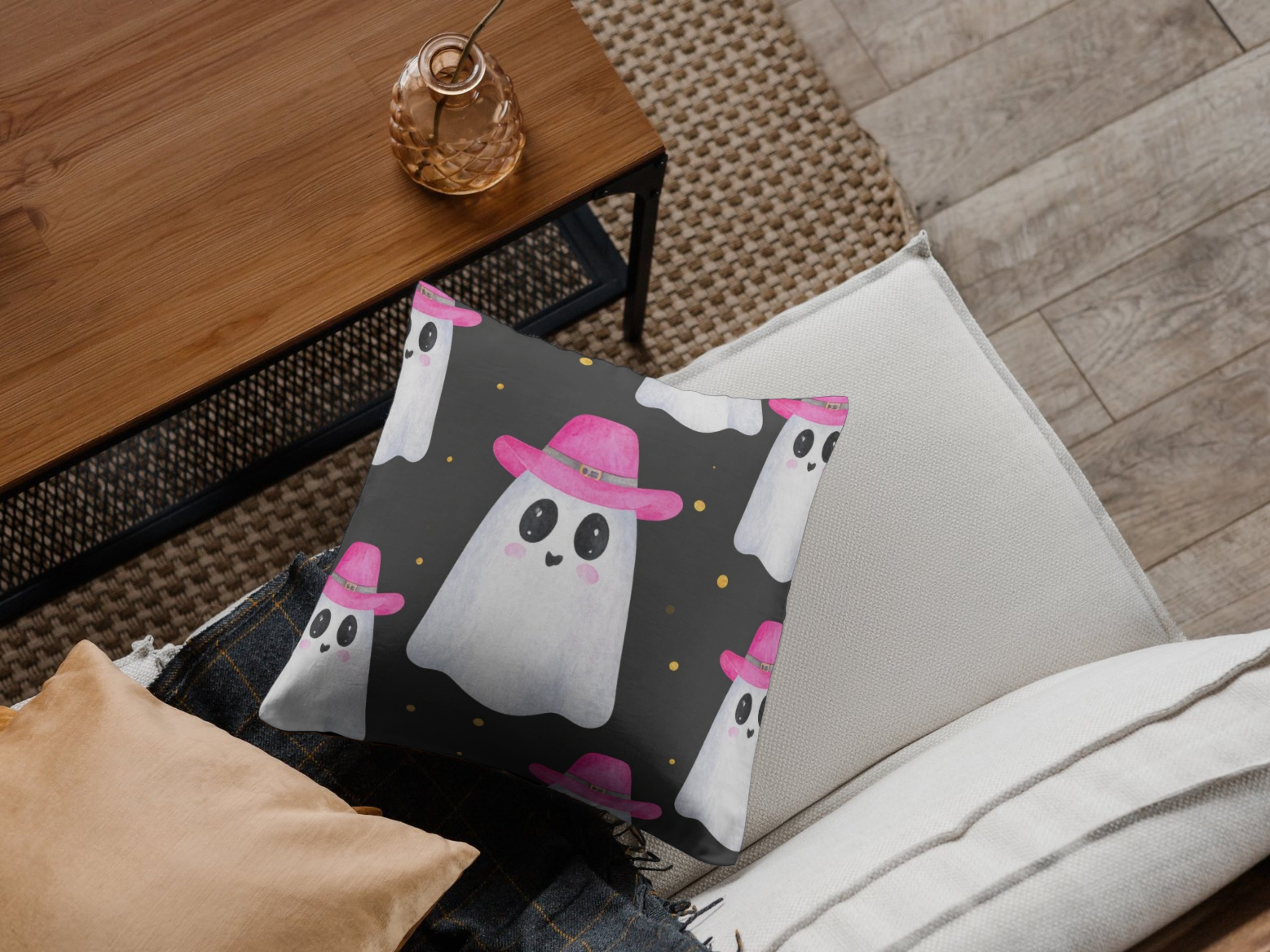 Howdy Ghost Pattern Pillow Case