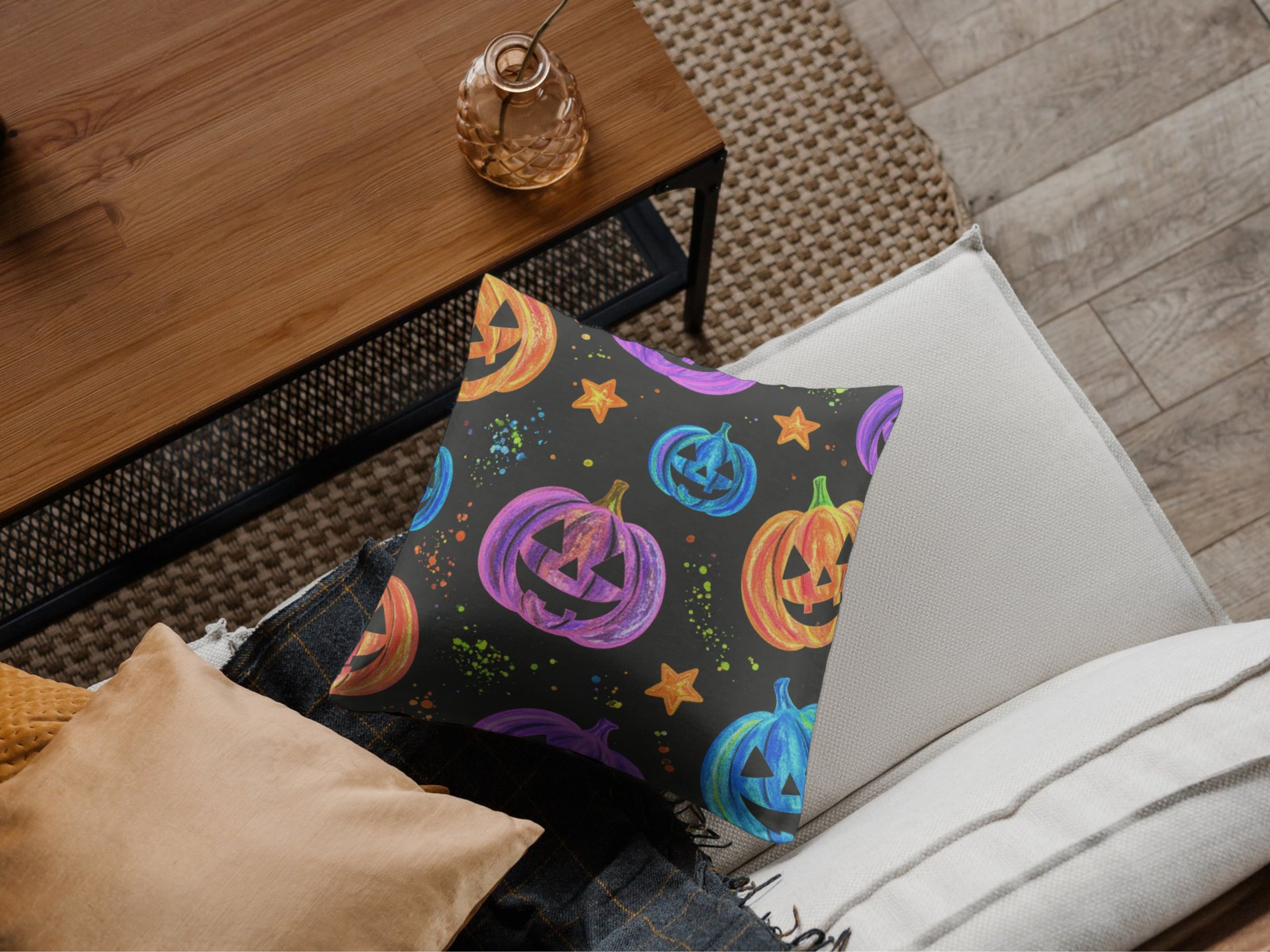 Neon Jack O Lanterns Pillow Case