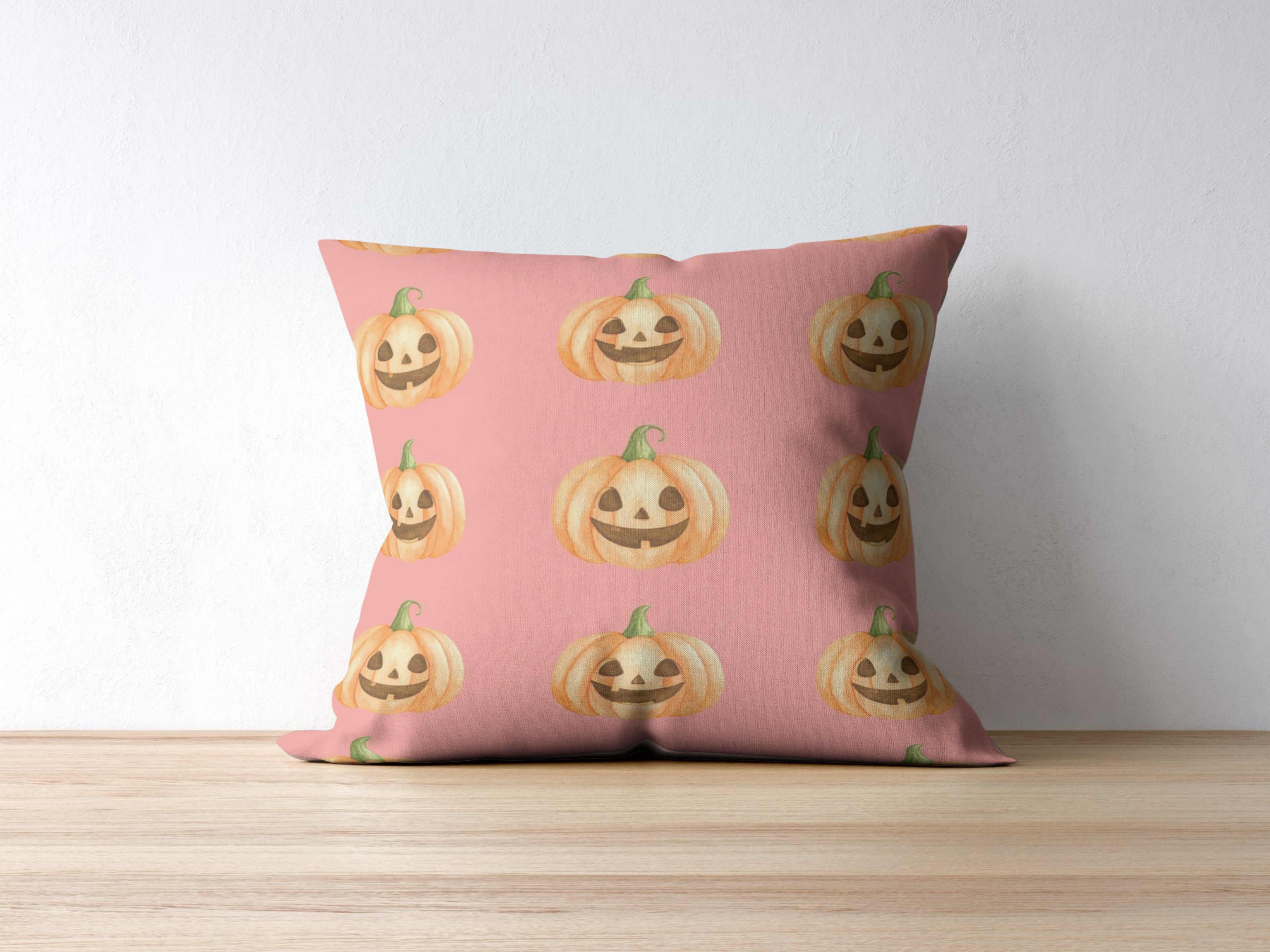 Light Pink Jack O Lantern Pillow Case