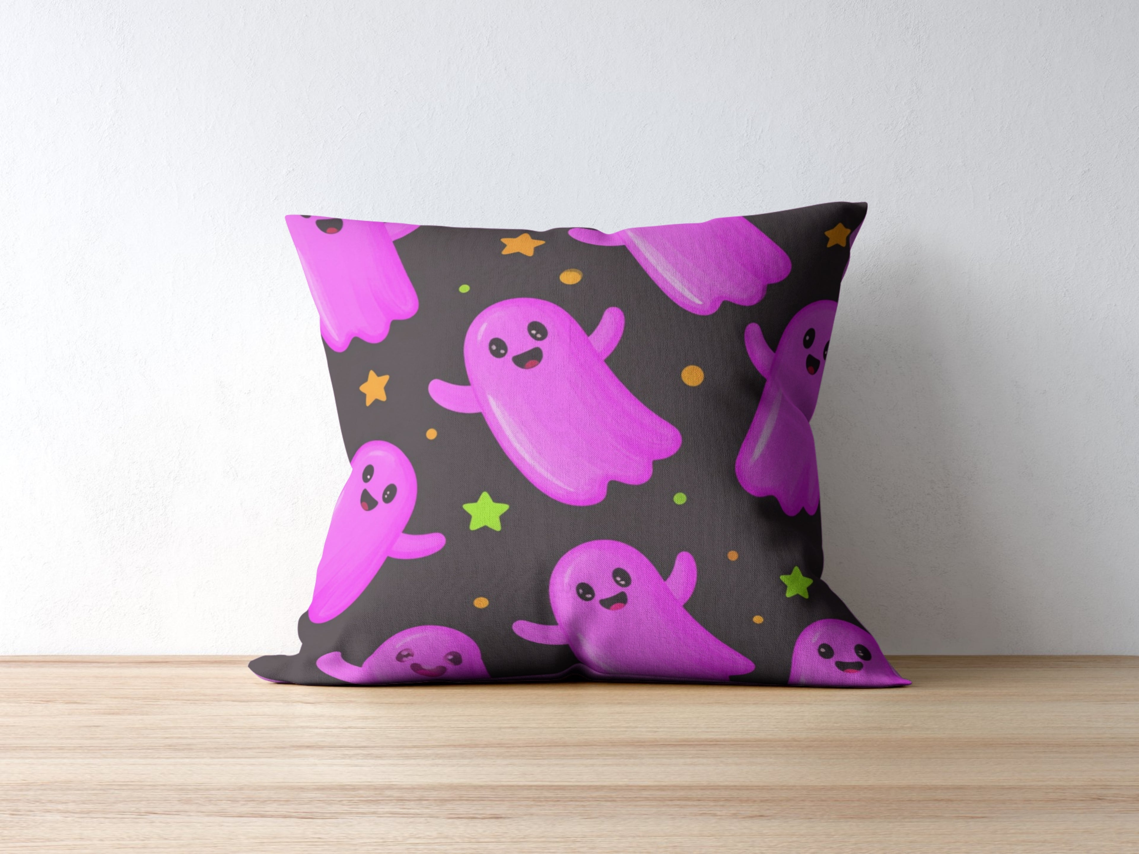 Hot Pink Ghost Pattern Pillow Case