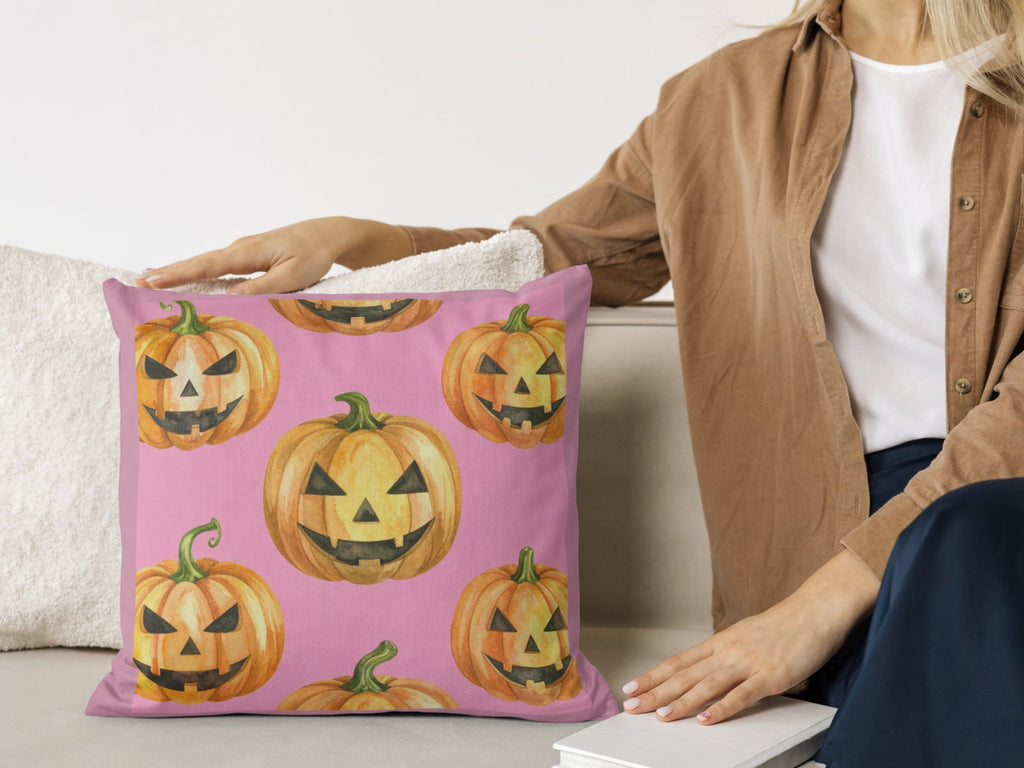 Jack O Lantern Pink Pattern Pillow Case