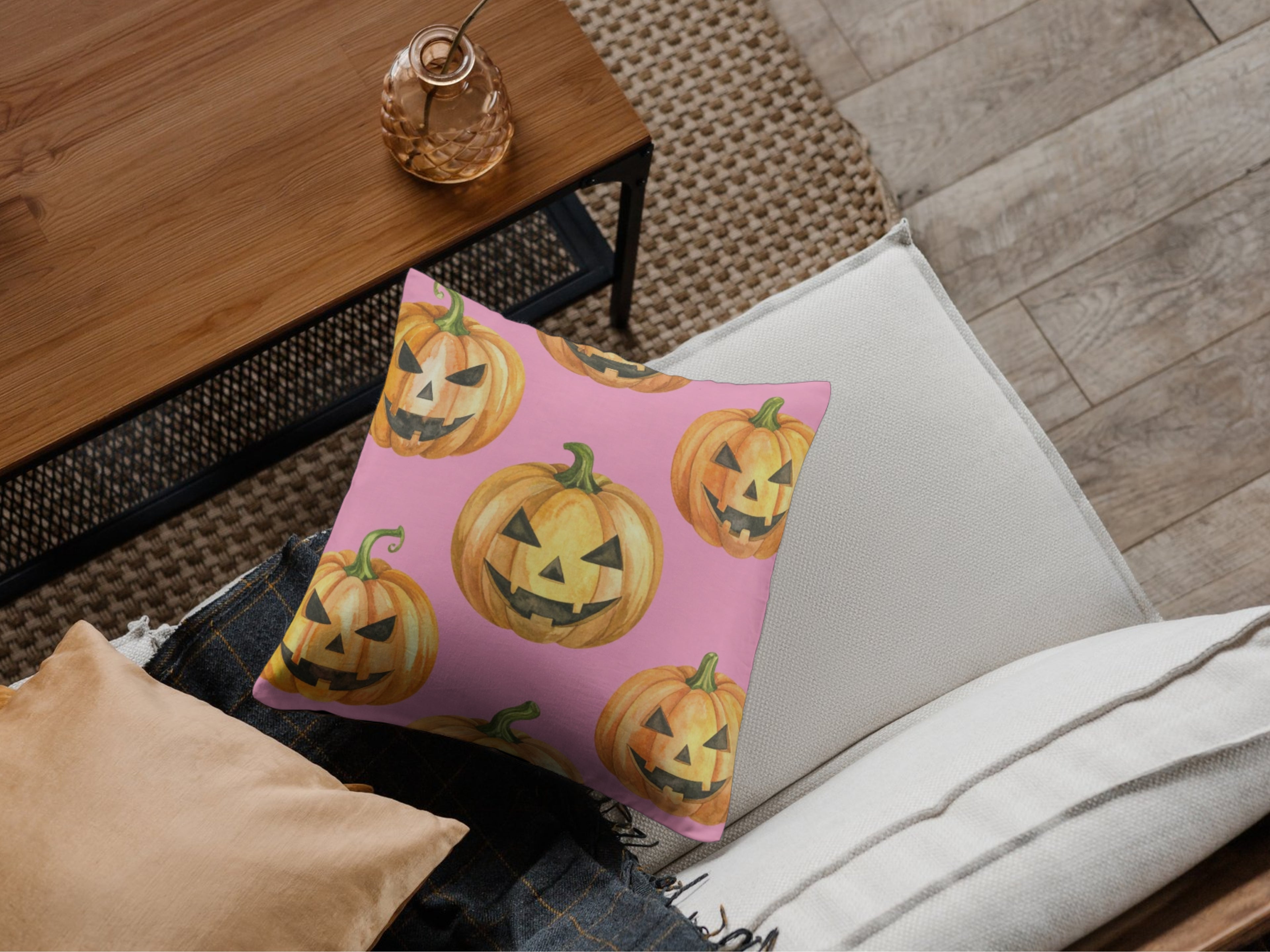 Jack O Lantern Pink Pattern Pillow Case